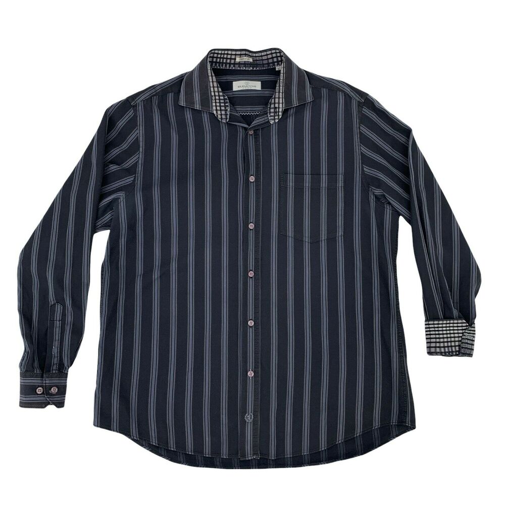 Bugatchi Shaped Fit Dress Shirt Men's Size XL Charcoal Long Sleeve Button Up